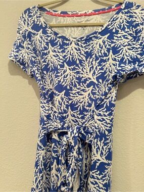 Blue and White Coral Print Dress
